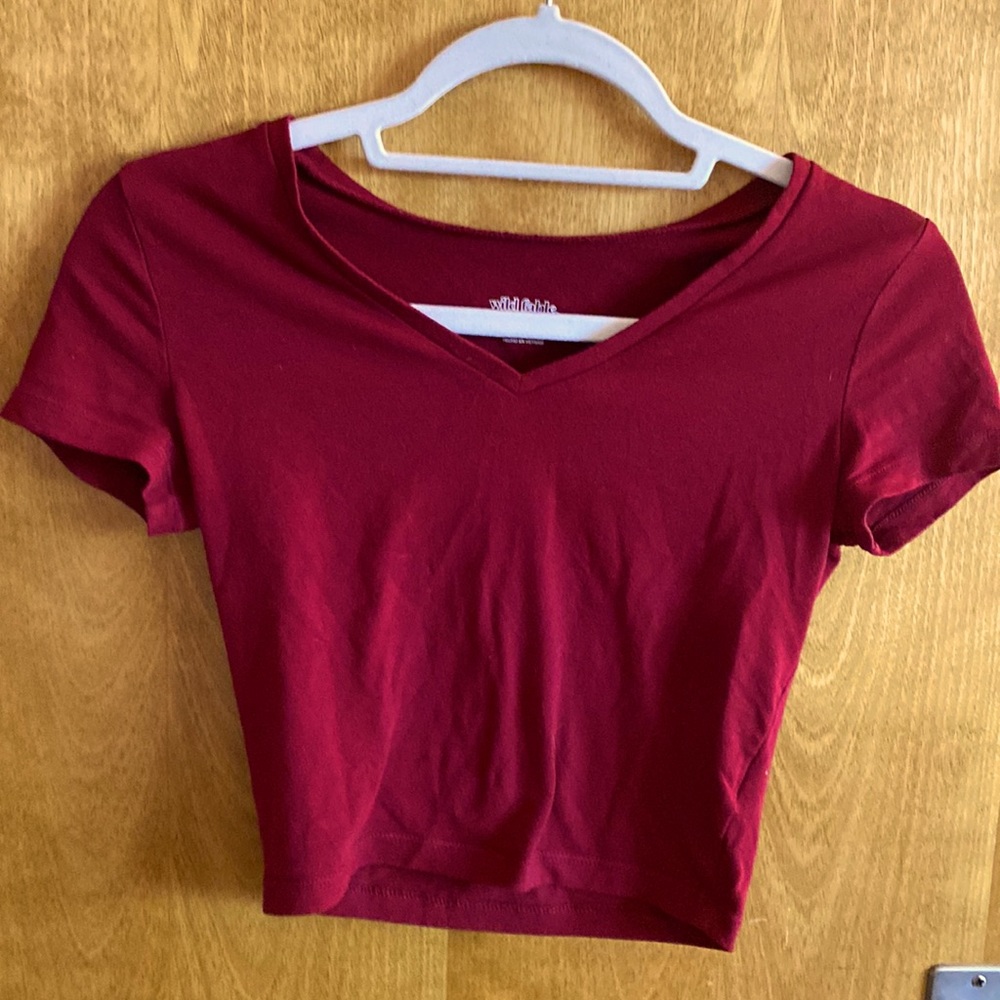 red crop top vneck